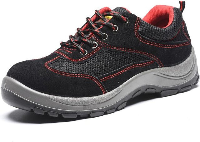 Avant-garde Arbeitsschutzschuhe für Frühling und Sommer aus Leder in Schwarz und Rot, Größe 45, anti-quetsch, durchtrittsicher, abriebfest, säure- und laugenbeständig sowie ölbeständig - Bild 1