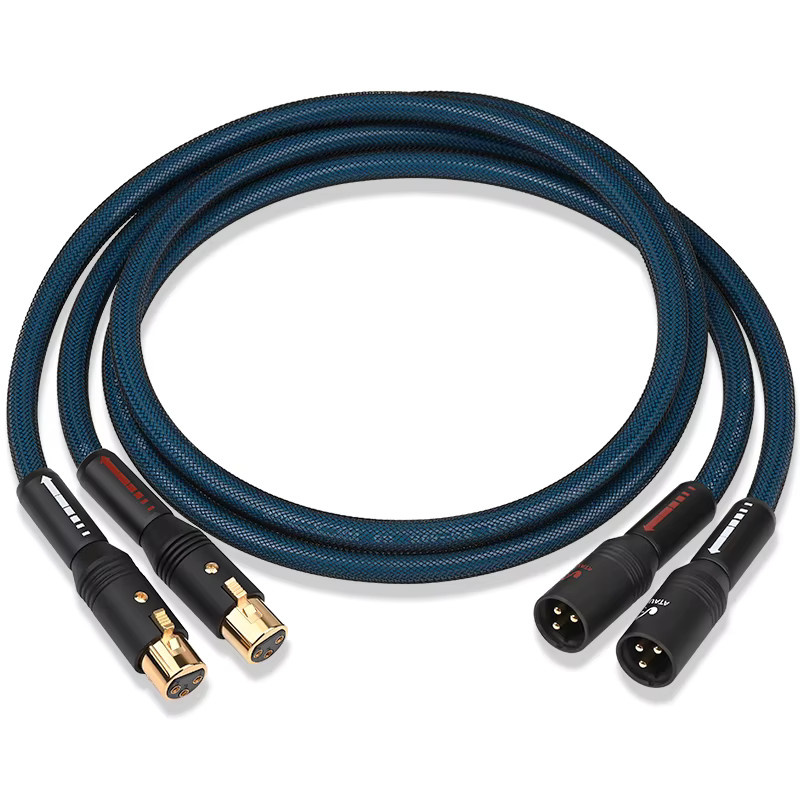 ATAUDIO HiFi-XLR-Kabel mit versilbertem OCC-Kern und 3-poligen symmetrischen XLR-Steckern auf Buchsen in Blau und Silber - Bild 2