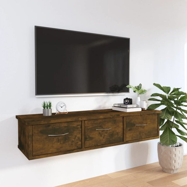 vidaXL Wandschrank aus Holzwerkstoff in Räuchereiche, Braun, B: 88 cm, T: 26 cm, H: 18,5 cm - Bild 3