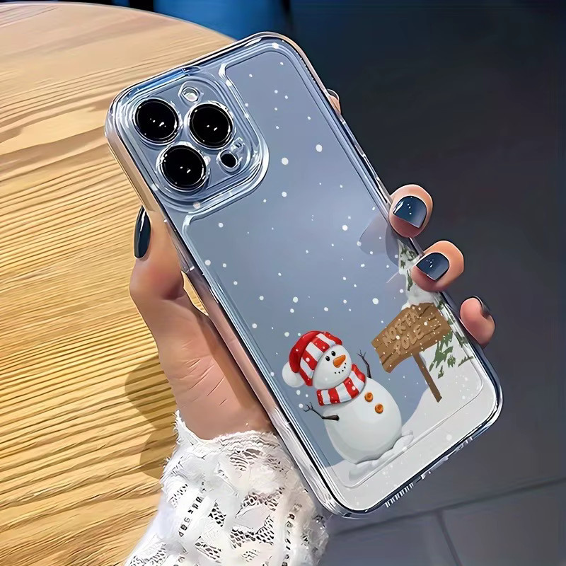 Transparente TPU-Handyhülle mit Weihnachtsschneemann-Muster für Apple iPhone 17 16 15 14 13 12 11 Pro Max Air Plus Serie - Bild 3