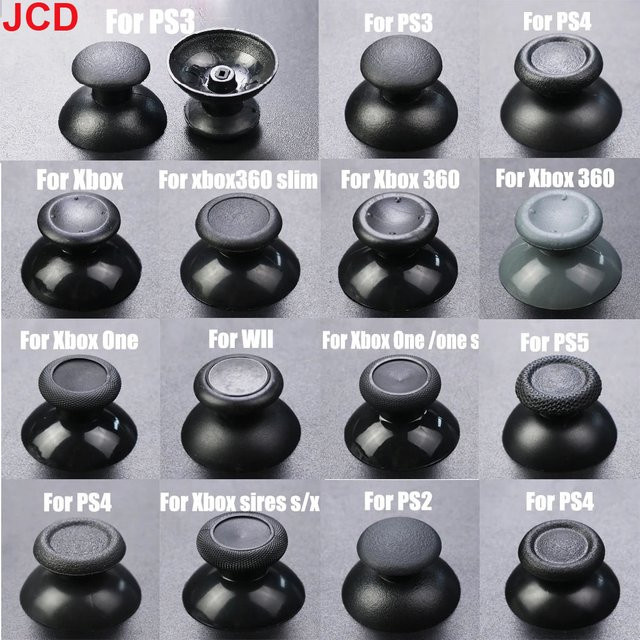 JCD 2er Set 3D Analog Joystick Pilz Stick Grip Kappen in Schwarz für PS2 PS3 PS4 PS5, Xbox One 360 Serie S X und WiiU NGC Controller - Bild 1