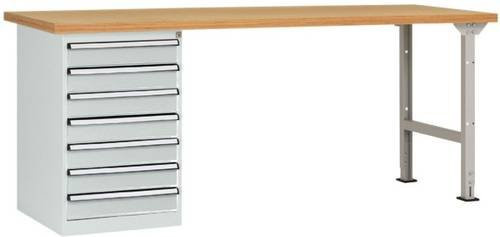 Manuflex Werkbanksystem WC5119.7035 aus Stahl und Gummi in Lichtgrau (RAL 7035), B/T/H: 300 x 150 x 70 cm - Bild 1