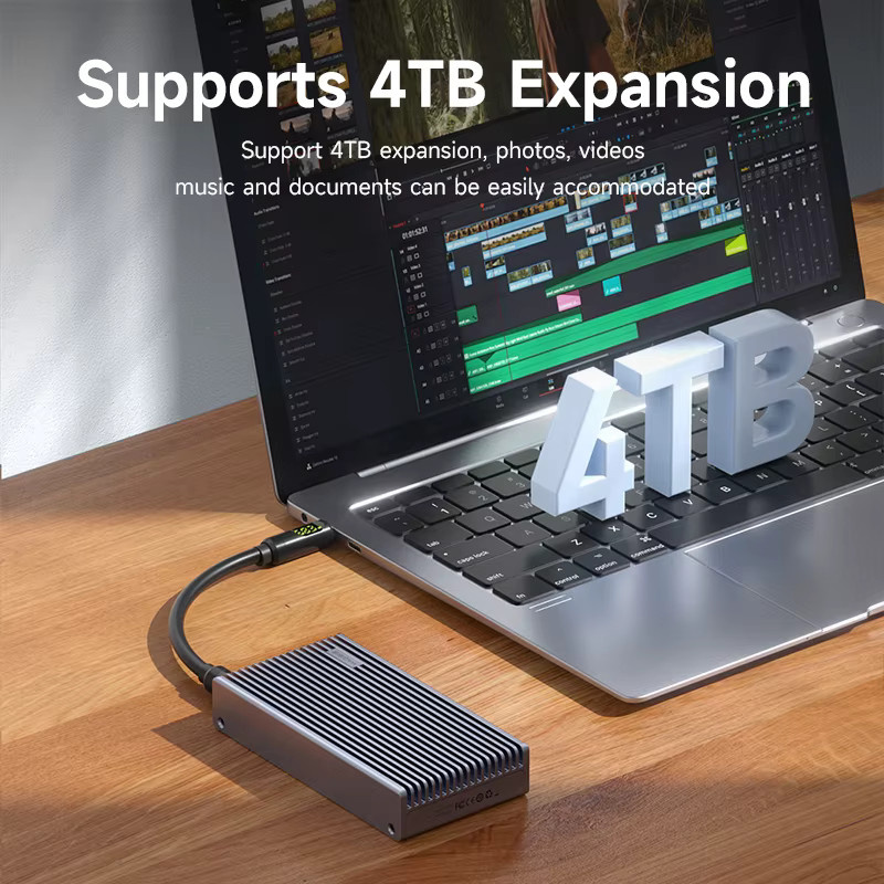 Hagibis USB4 M.2 NVMe SSD-Gehäuse mit LED-Anzeige in Grau für Thunderbolt 4/3 und USB 3.2/3.1/3.0 mit USB-C Anschluss und 40 Gbit/s Übertragungsrate - Bild 3