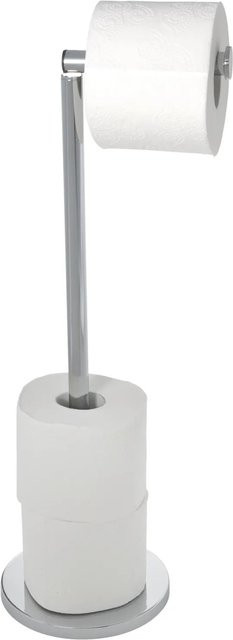 Wenko Stand-Toilettenpapierhalter 2 in 1 aus Edelstahl in Silberfarben, B/T/H: 21 x 17 x 55 cm - Bild 1