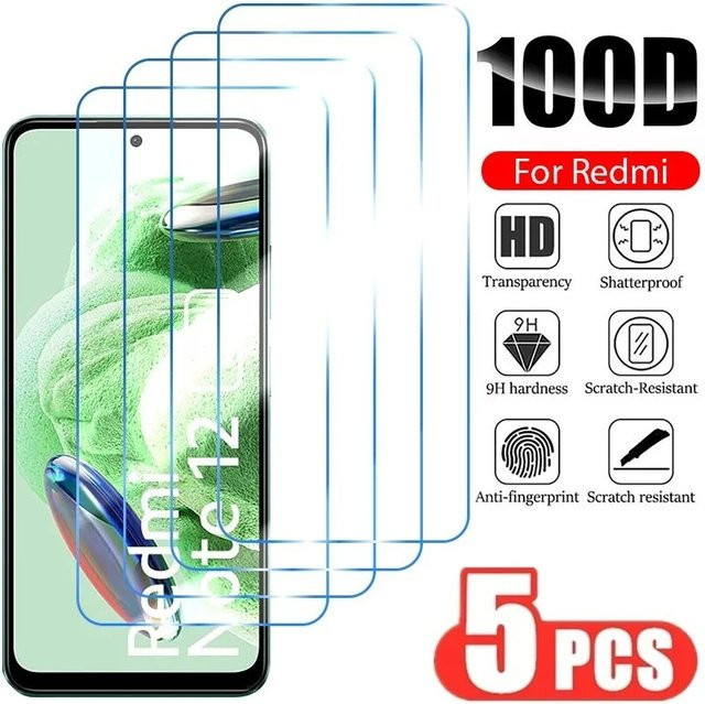 5er-Pack gehärtetes Glas Display Schutzfolie für Xiaomi Redmi Note 9 10 11 12 13 Pro 10S 11S und POCO X3 Pro X4 X5 X6 F3 F4 F5 in Transparent - Bild 1
