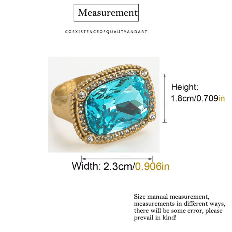 Icareu Ring, blauer Kristall, Gold, Damen, Vintage - Bild 6