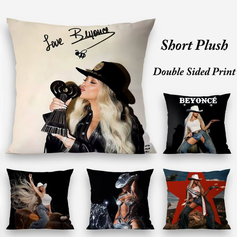 Singer B-Beyonce Cowboy-Kissenbezug aus weichem Plüschstoff in Multicolour, B/T/H: 30 x 30 x 30 cm - Bild 2