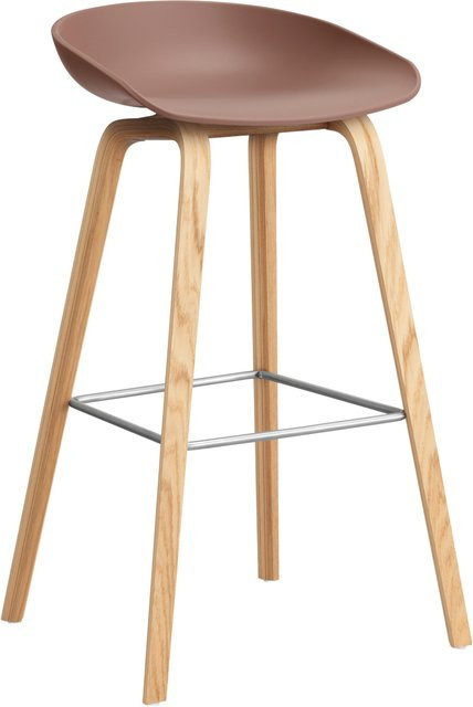 HAY About A Stool AAS 32 Hocker in Rot mit Eichenholz und Walnussholz sowie Polypropylen - Bild 1
