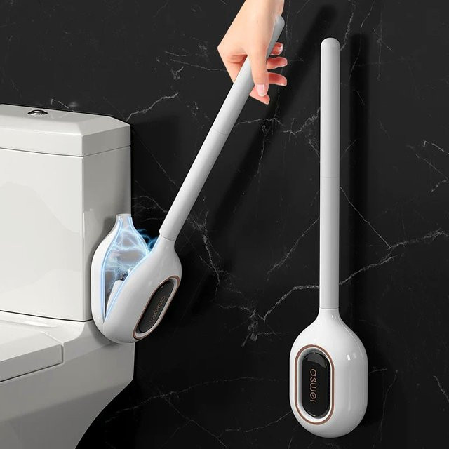 YANKE Wandmontierte WC-Bürste aus Silikon in Weiß zur gründlichen Reinigung von schwer erreichbaren Stellen im Badezimmer - Bild 1