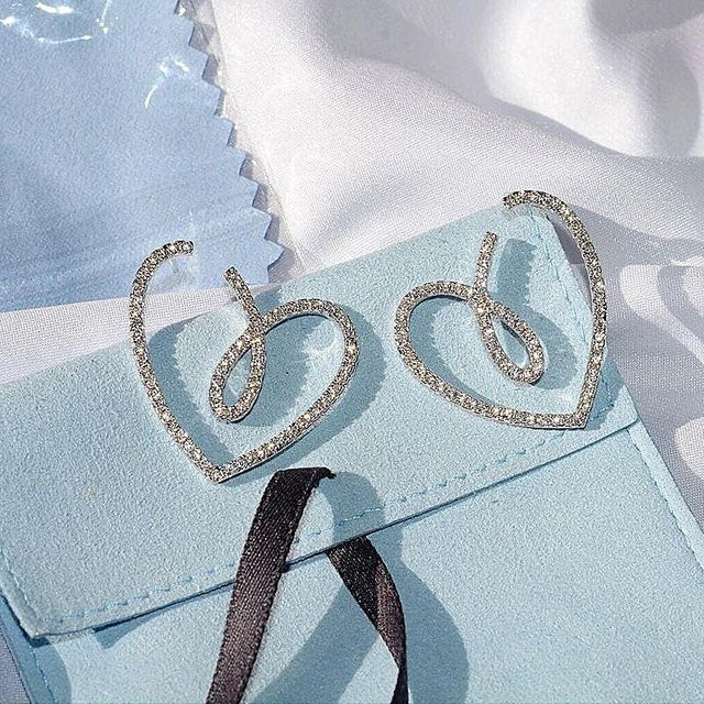 Wucifang Jewelry Ohrringe Offenes Herz, Strasssteine, Damen, gray - Bild 1
