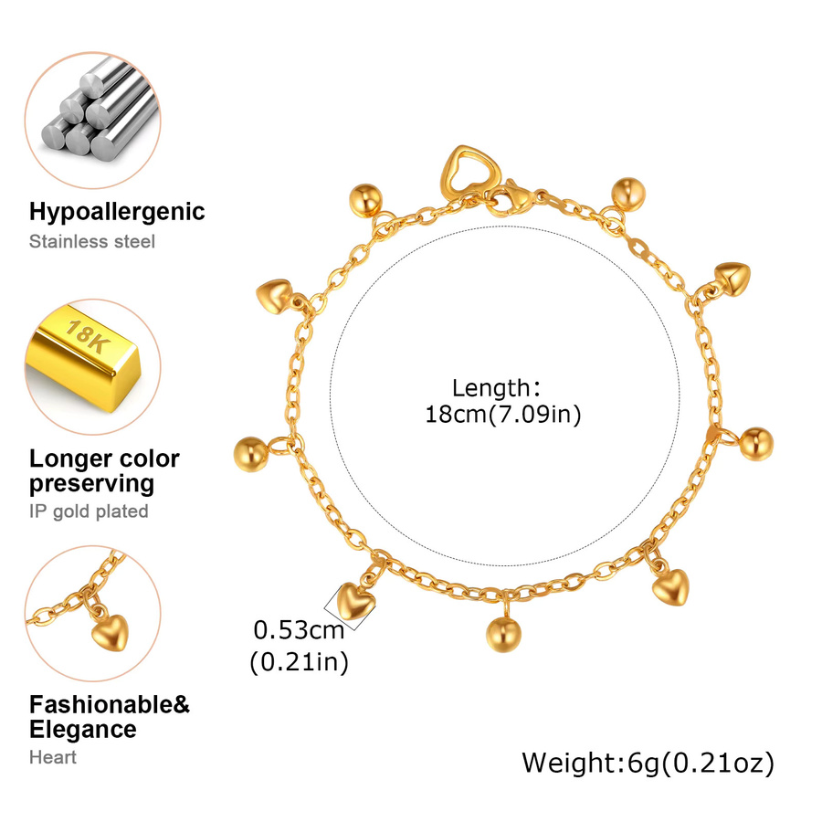 Meaeguet Herz-Armband, 18 Karat vergoldet, Edelstahl, Damen - Bild 2