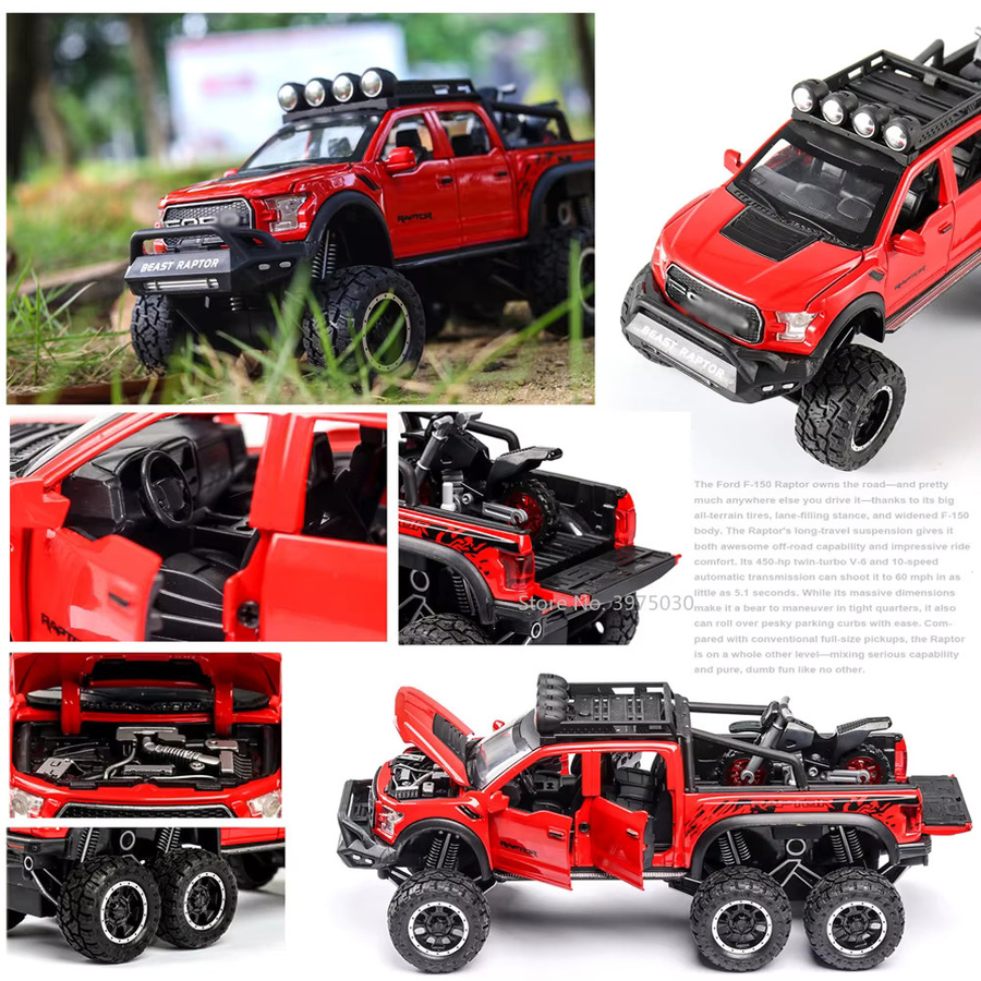 YBC YIBAICHENG Raptor F150 Pickup Automodell, Maßstab 1:28, Metall, Blau - Bild 4