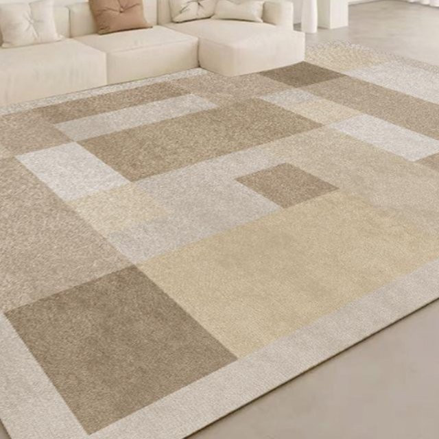 VIKAMA Wohnzimmerteppich Beige mit geometrischem Muster, rutschfest und waschbar, rechteckig - Bild 1