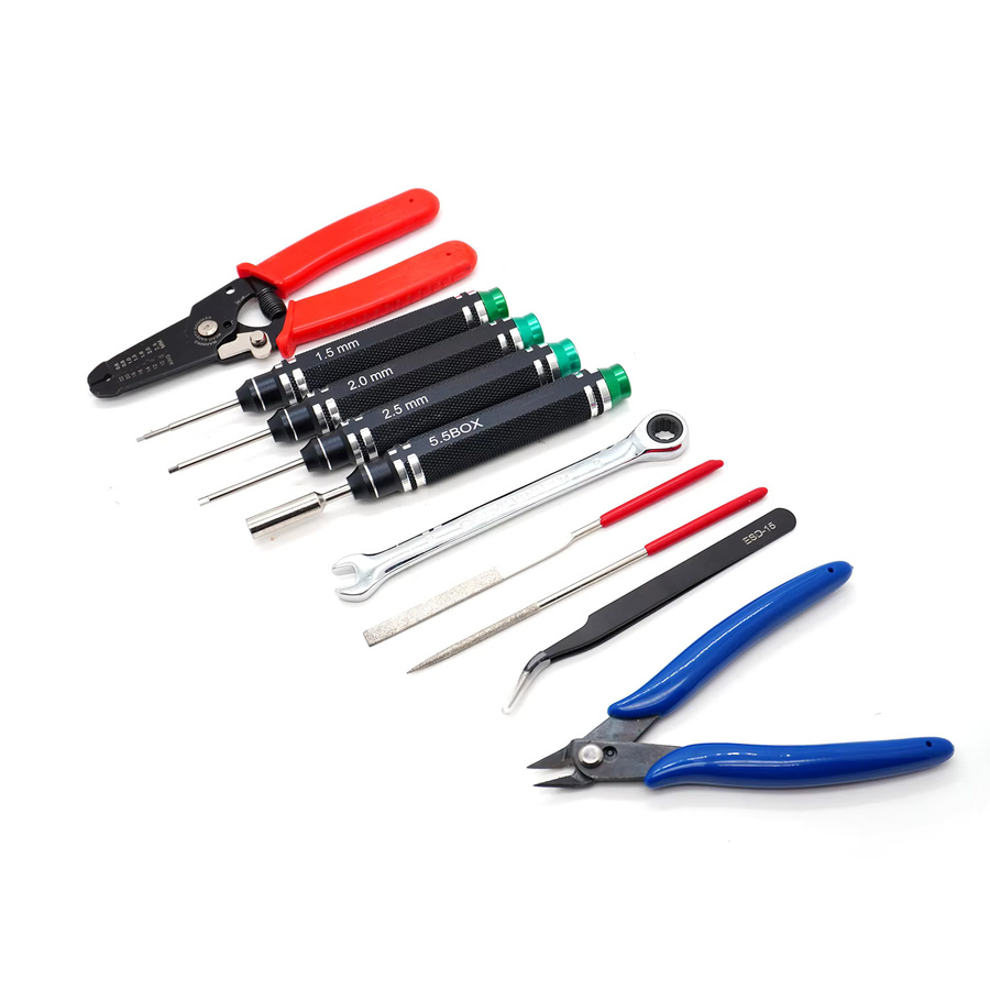 YSIDO Multifunktionales DIY-Reparaturwerkzeug-Set in Multicolour mit Sechskantschraubendrehern, Zange, Schraubenschlüssel und Nadelfeile für RC-Drohnen und Autos - Bild 2