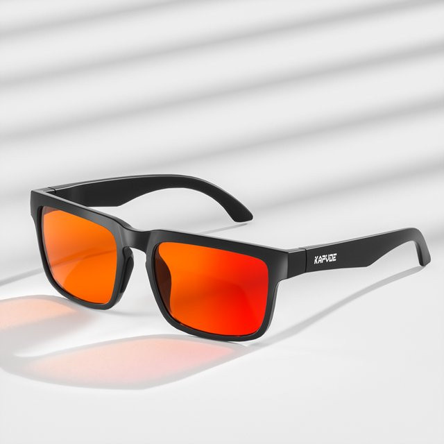 Kapvoe Sportsonnenbrille, Vollrand, rechteckig, Kunststoff, schwarz, Herren - Bild 1