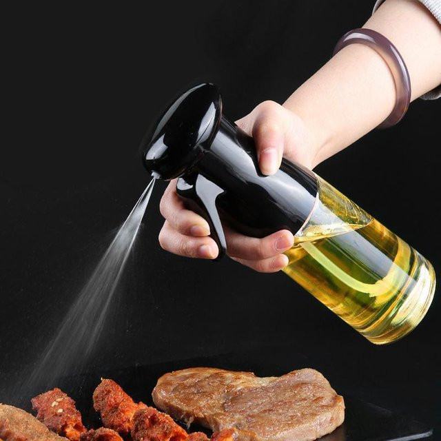 HOCOSHINE Ölsprühflasche in Schwarz und Transparent mit 200 ml Fassungsvermögen für Küche, Grillen und Camping - Bild 1
