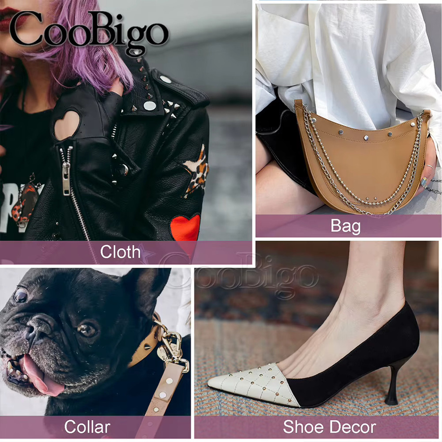CooBigo 500 Sets Runde Einzelkappen aus Stahl in Silber, 3 mm Metallrohrnieten für Leder, Taschen, Hüte und DIY-Bastelprojekte - Bild 3