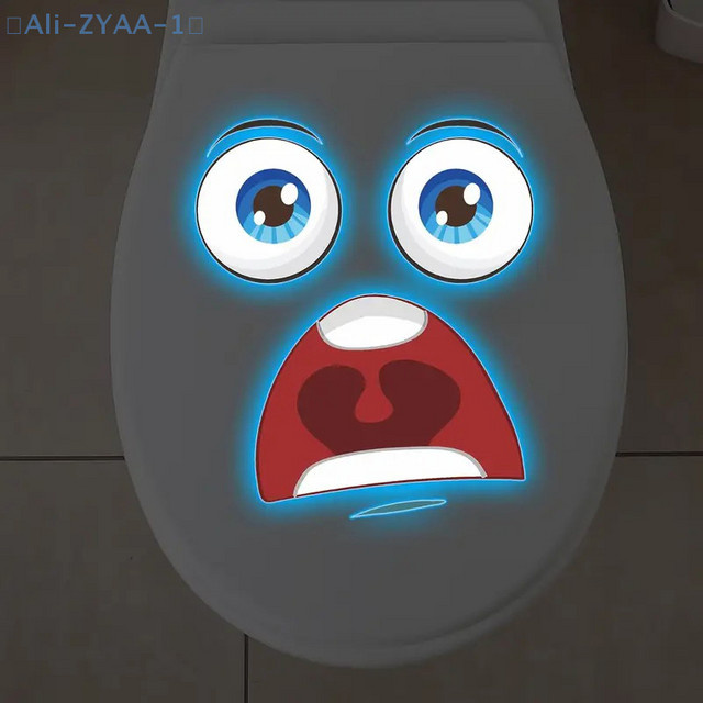 ZYAA-1 Lustige Gesichts-WC-Aufkleber Glow-in-the-Dark, wasserfeste und abnehmbare PVC-Wandaufkleber für die Badezimmer-Dekoration, Mehrfarbig - Bild 1