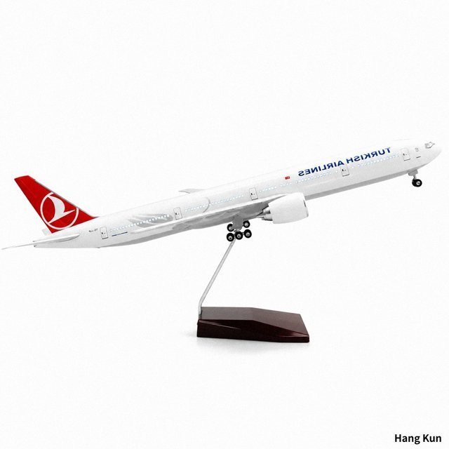 Hang Kun B777 Turkish Airlines Flugzeugmodell, mit Ständer und Fahrwerk - Bild 1