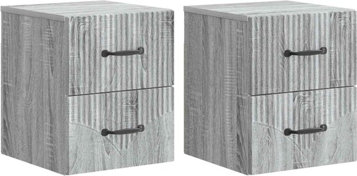 Set aus 2 wandmontierten Nachttischen von vidaXL in Grau, modernes und minimalistisches Design aus Holzwerkstoff, B/T/H: 34,5 x 33 x 40 cm - Bild 1