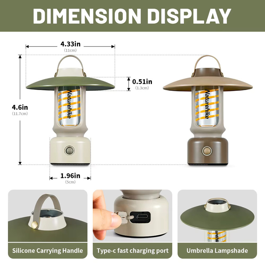 Naturehike Camping-Minilampe IPX4 wasserdicht, wiederaufladbare Outdoor-Zeltlampe mit Touch-Bedienung in Weiß - Bild 5