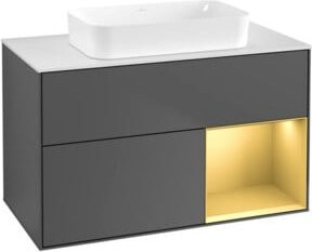 V&B Waschtischunterschrank Finion in Anthrazit matt, Breite: 100 cm, Tiefe: 60,3 cm - Bild 1