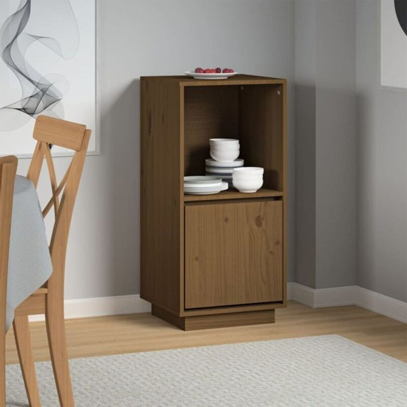 Vidaxl Sideboard aus Massivholz Kiefer in Braun, Modern und Minimalistisch, B/T/H: 38 x 35 x 80 cm - Bild 1