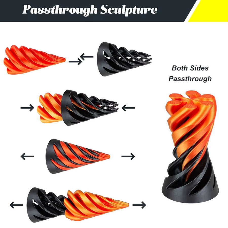 APWIKOGER 3D-gedrucktes Spiral-Kegel-Spielzeug mit unmöglicher Pyramiden-Illusion in Rot und Schwarz - Bild 5