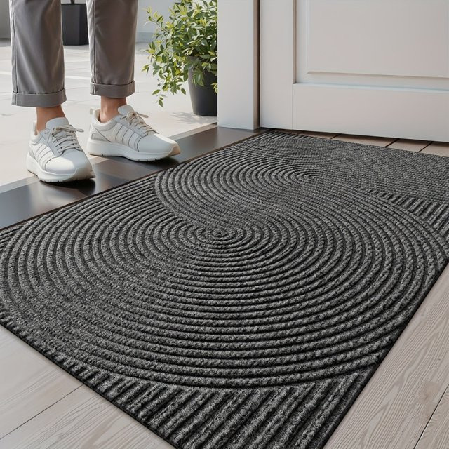 VIKAMA Bodenmatte mit geometrischem Halbkreis-Print, rutschfester und schmutzabweisender Teppich für Eingangsbereich, Badezimmer oder Küche, Breite: 60 cm, Tiefe: 40 cm - Bild 1