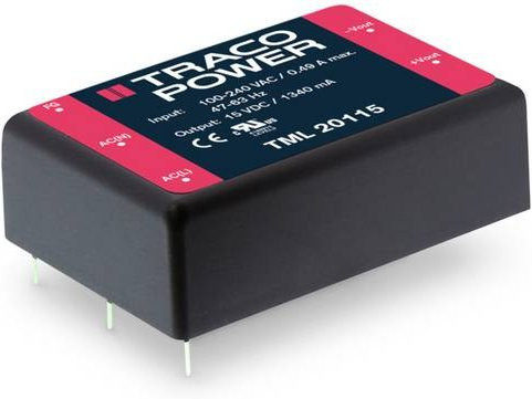TracoPower AC/DC-Printnetzteil TML 40252C 12 V/DC 5A 40W in Schwarz - Bild 1