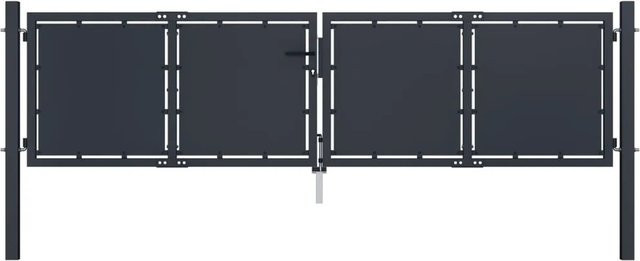 vidaXL Swing Doppel-Gartentor aus Stahl in Anthrazit, Breite: 300 cm, Höhe: 75 cm - Bild 1