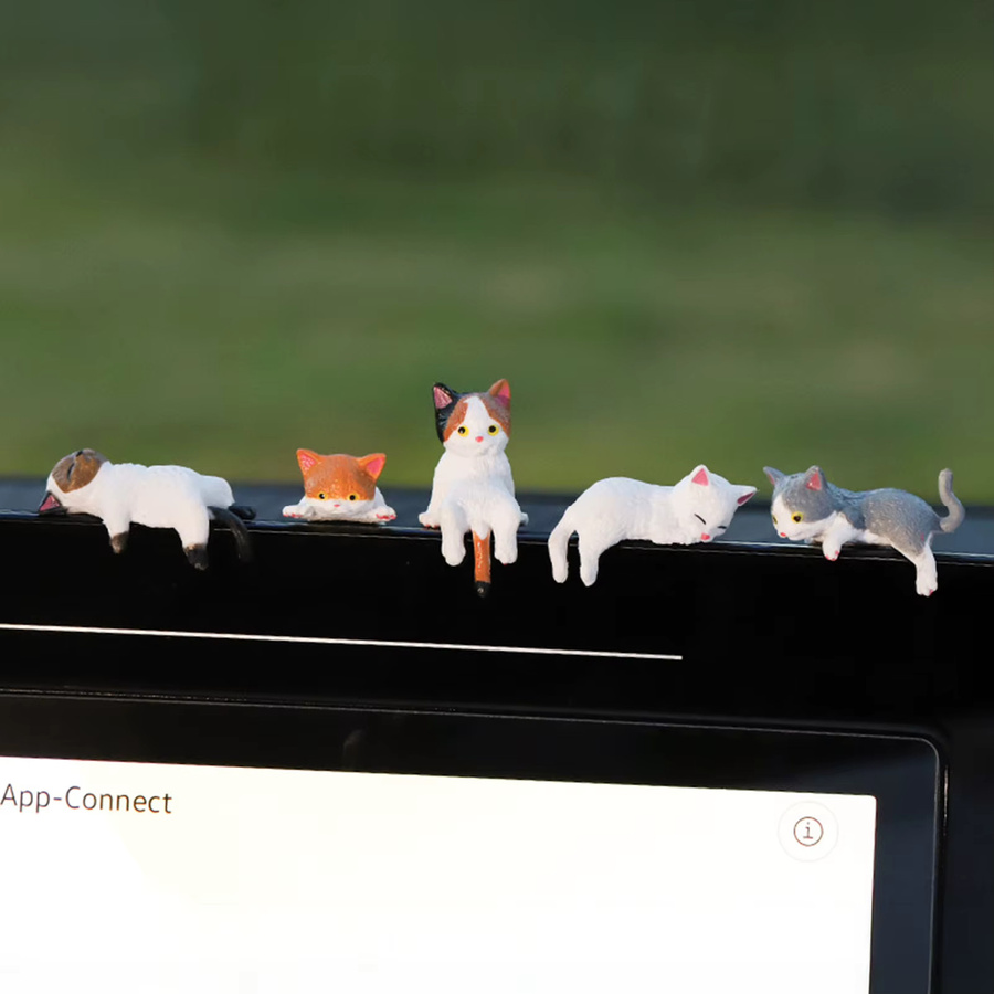 5er Set ACRDDK Niedliche Katzenfiguren als Monitor-Deko und Miniatur-Landschaft für deinen Schreibtisch in Multicolour - Bild 1
