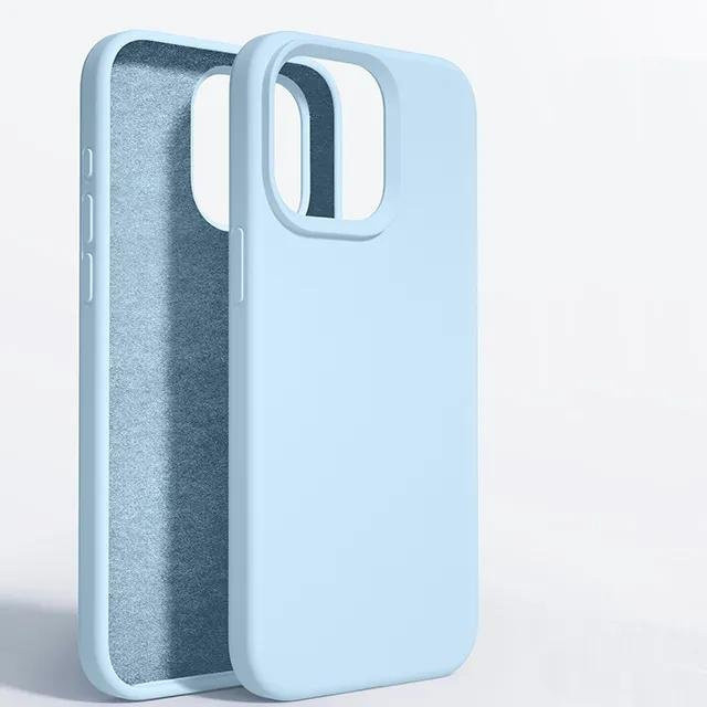 Bai Fen Bai-Digital 3C Flüssigsilikonhülle für iPhone 11 bis 15 Pro Max Plus Mini in Hellblau - Bild 1