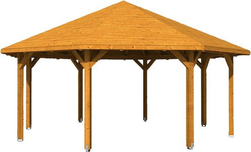 SKANHOLZ Pavillon Nice 4 mit Zeltdach aus Leimholz Fichte in Eiche hell, B/T/H: 630 x 630 x 365 cm - Bild 1