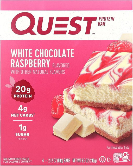 Quest Proteinriegel Weiße Schokolade Himbeere 4 x 60 g - Bild 1