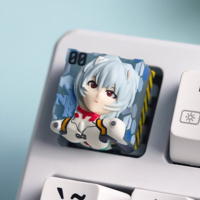 Attackfox EVA Anime Ayanami Rei Tastenkappen aus transparentem Harz für mechanische Tastaturen - Bild 1