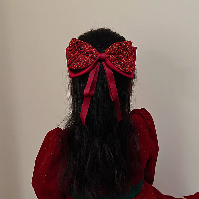 Xiaoxiangfeng Haarspange mit großer Schleife, rot, Unisex - Bild 2