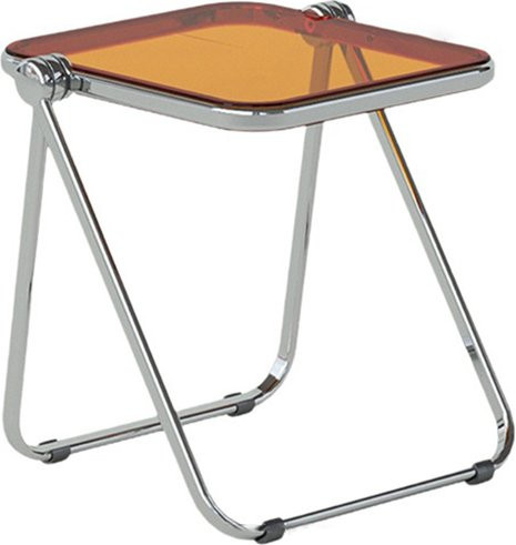 ZJMZYM Transparenter klappbarer Beistelltisch mit Glasplatte und Metallrahmen, moderner quadratischer Couchtisch für Wohnzimmer und Schlafzimmer - Bild 1