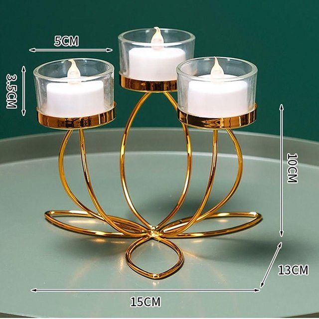 Big Tree Home Furnishings Kerzenständer aus Metall in Weiß für Tischdekoration und romantisches Kerzenlicht - Bild 1