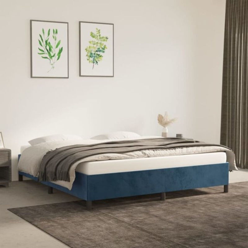 Vidaxl Polsterbett aus Samt und Holzwerkstoff in Blau, B/T/H: 160 x 200 cm - Bild 1