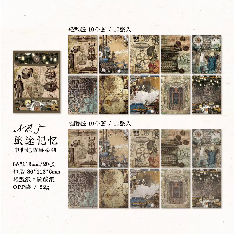 30 Stück Vintage Scrapbooking Material Papier für Collage und Junk Journal in Multicolour - Bild 5