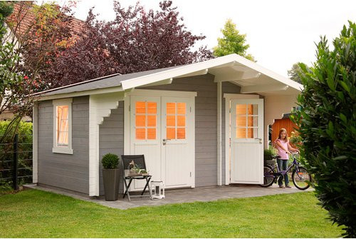 WOLFF FINNHAUS Gartenhaus Caro 34 XL aus Holz in Braun, B/H/T: 500 x 277 x 440 cm - Bild 1