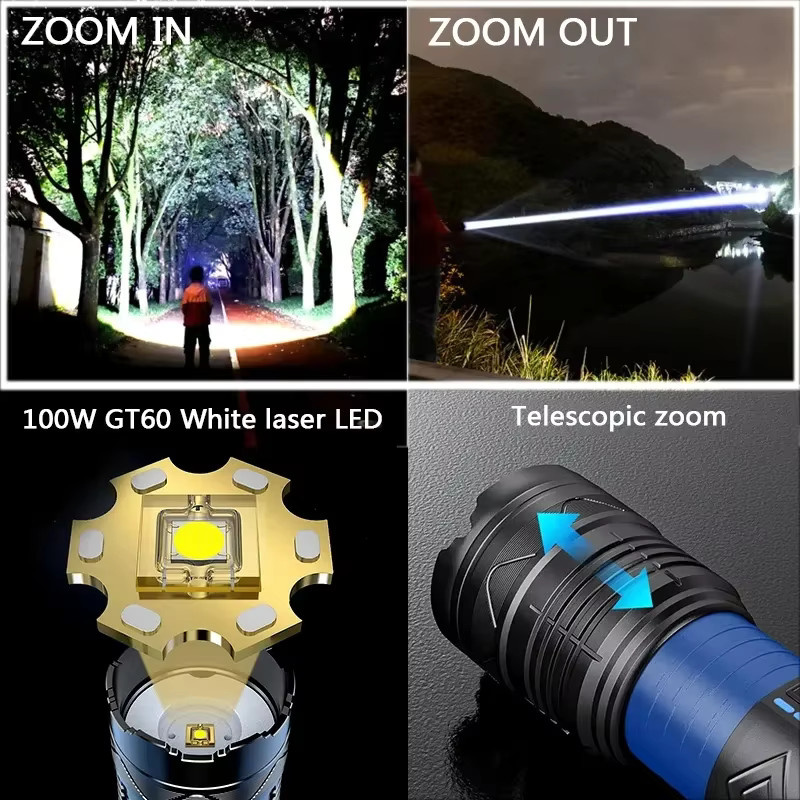 XIWANGFIRE LED Taschenlampe GT60 in Schwarz, wiederaufladbare taktische Outdoor-Handlampe für Camping und Sport - Bild 6