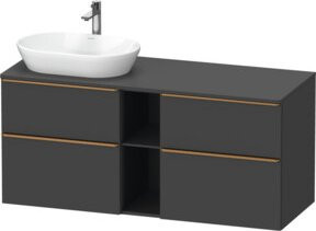 Duravit Waschtischunterschrank D-Neo in Grau Matt mit Schubladen und offenen Regalfächern, Wandmontage, B/T/H: 140 x 55 x 66,4 cm - Bild 1