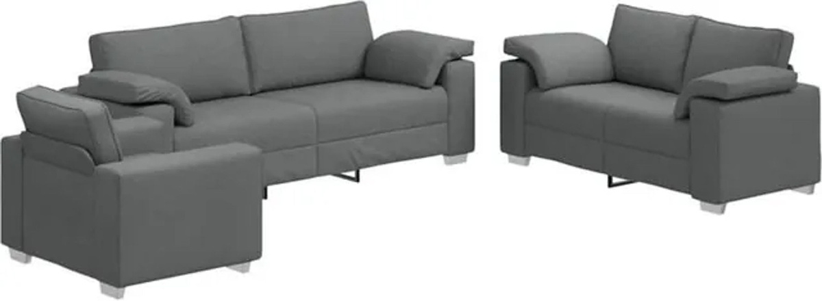 vidaXL Schlafsofa Set aus 3 Teilen in Anthrazit und Grau aus Leinenmischgewebe mit Metallgestell im modernen minimalistischen Design - Bild 1