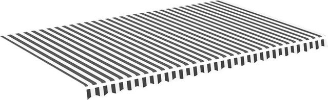 DELUKE Markisenbespannung aus Polyester mit Volant, Wasserabweisend und Reißfest, Anthrazit-Weiß, B: 500 cm, T: 300 cm - Bild 1