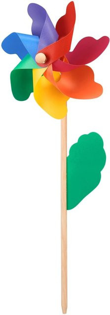 Relaxdays Windrad aus Holz in Bunt, 2er Set, H: 47,5 cm, B: 18 cm, T: 10 cm - Bild 1