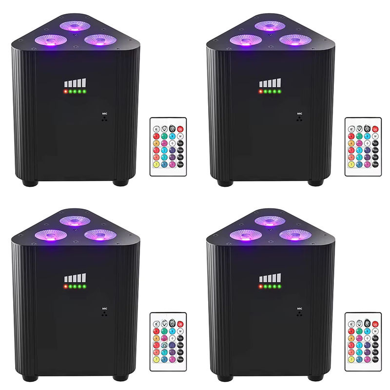 U'King 4er Set RGBW LED Batterie Par Licht, Dreieck Wand Effekt Licht mit DMX512, Schwarz - Bild 7