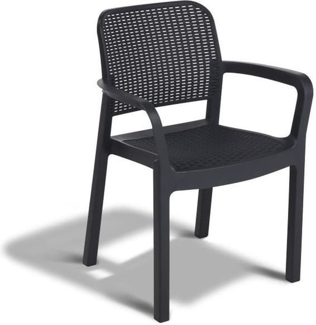 Keter Allibert Samanna Set aus 6 stapelbaren Monobloc-Sesseln in Graphit, geflochtene Rattan-Imitation aus Kunstharz - Bild 1