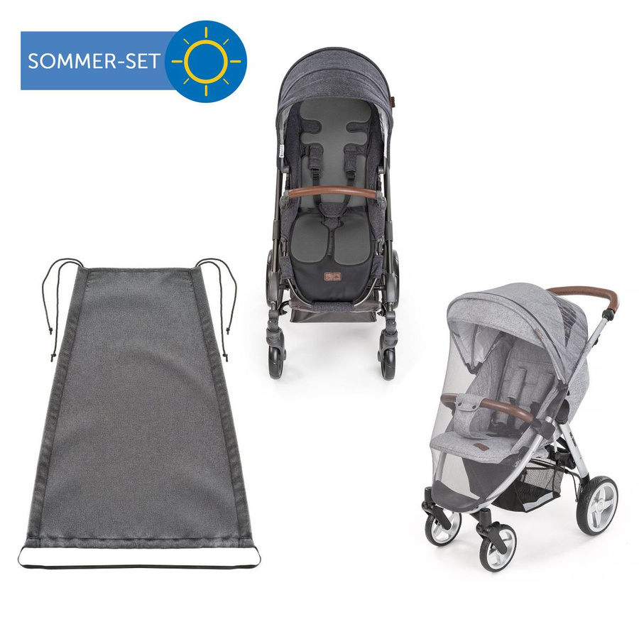 Zamboo 3-teiliges Komfort- und Schutz-Set für Buggy mit Insektenschutz in Grau - Bild 1